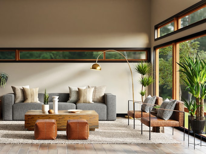 A warm, plant-filled living room
